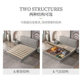 意主式 极简婚床1.8米双人床卧大床型软包豆块网红571皮床小户高箱