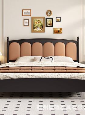 法式床木床软包床1.8米双人物美式床1实.5米民宿中THF储古床