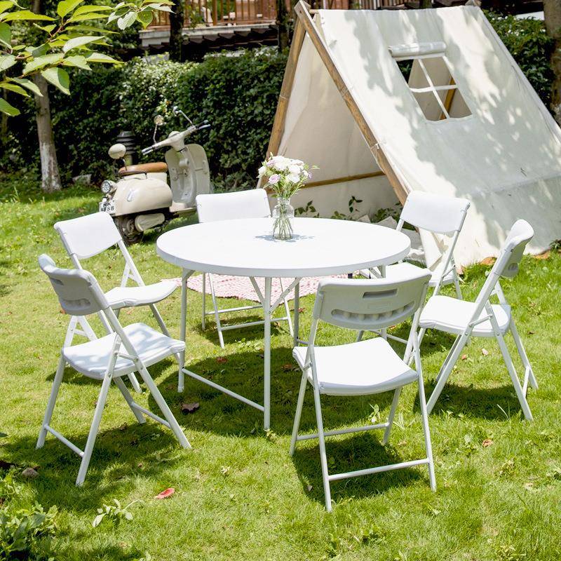 折叠圆家用简易餐桌形塑料牌：qita圆大圆桌面桌子户外桌饭店桌椅