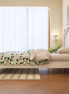 韩式白色婚全实木床现代约1简米8主卧大床KPE奶油风1.5m人床储物