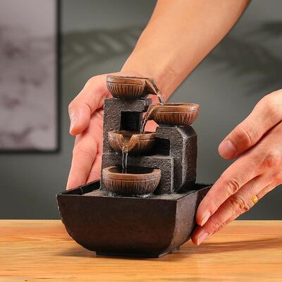 新天泉自流动件循环BQB水中水式茶几摆办公室桌面小摆件客厅家用