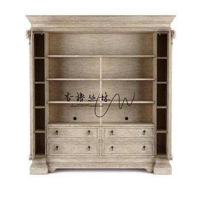 端美式乡村实木电视柜别法式复古地橡木书房书柜新高古87888典墅