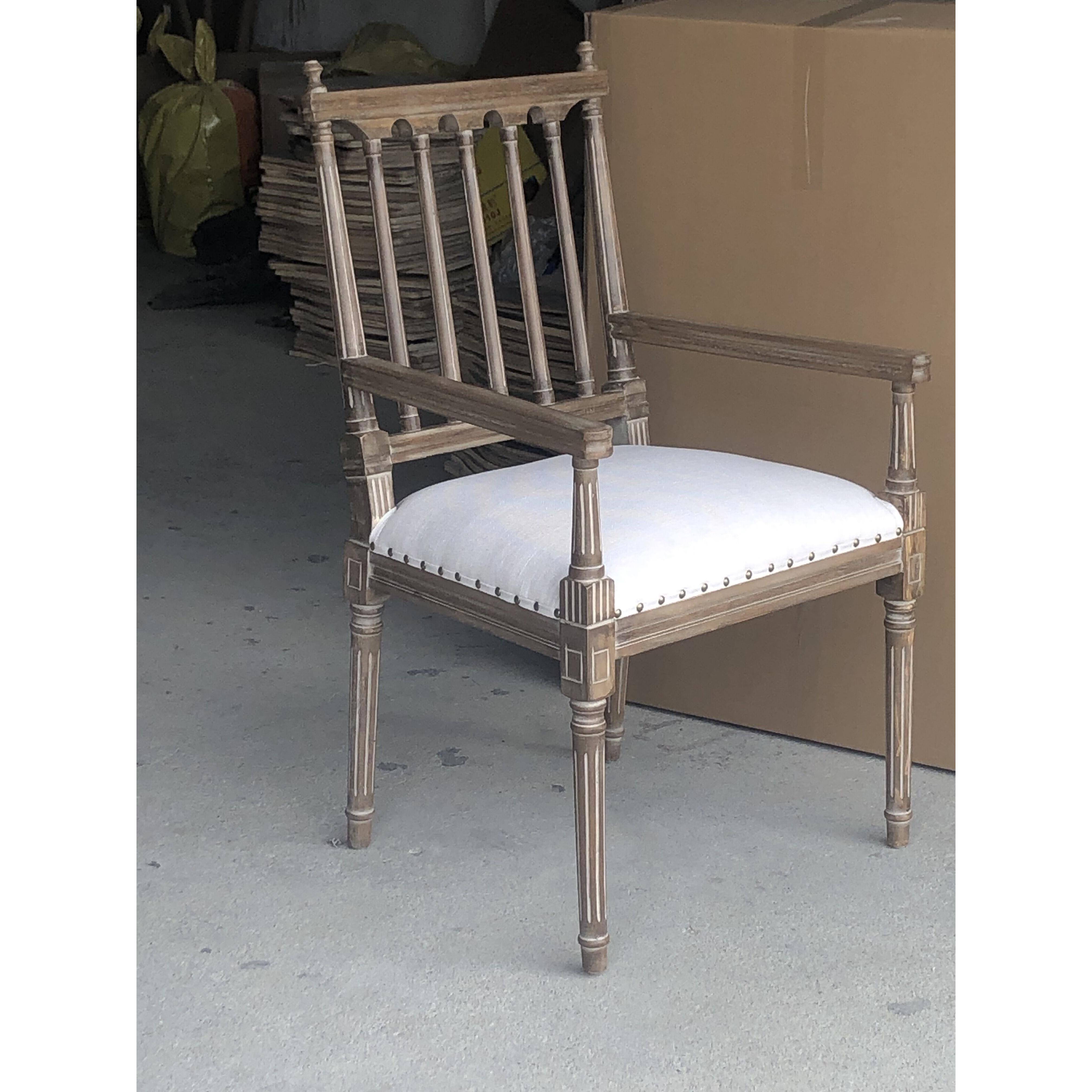 my欧式椅复古餐椅实木手做旧椅子美式休闲靠背酒吧椅带扶椅F75SS6