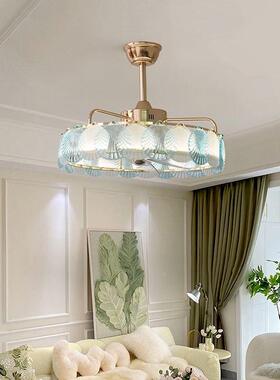 餐贝壳卧T-X7014/灯室风扇饰新扇款法式水晶主卧室厅吊扇灯轻奢客