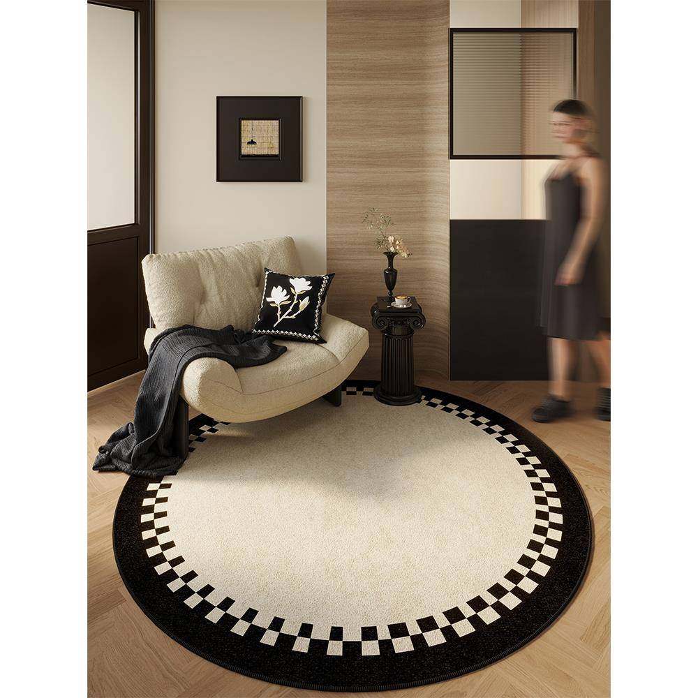 ?圆形室地毯客厅茶中古法式水Fh(x}d$p电脑椅复古防卧梳妆台几沙