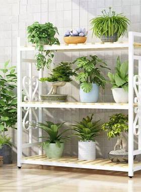 花架子阳台花盆架客厅落JAZ地萝多实层家用绿多木肉带轮子花架置