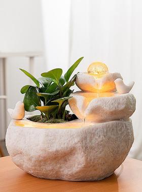 流水摆件循环水家居客厅桌面招财乔迁新居礼品玄关风水球开业礼物