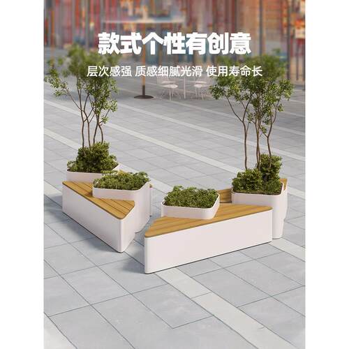 户外公园景观公共休息椅防腐木长凳商场小区实木花箱座椅组合坐凳