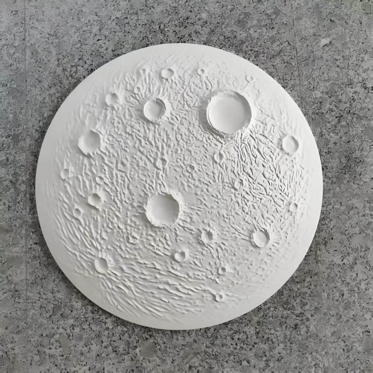网红爆款3D立体月球石膏浮雕壁画背景墙月亮灯月球圆盘投射灯盘