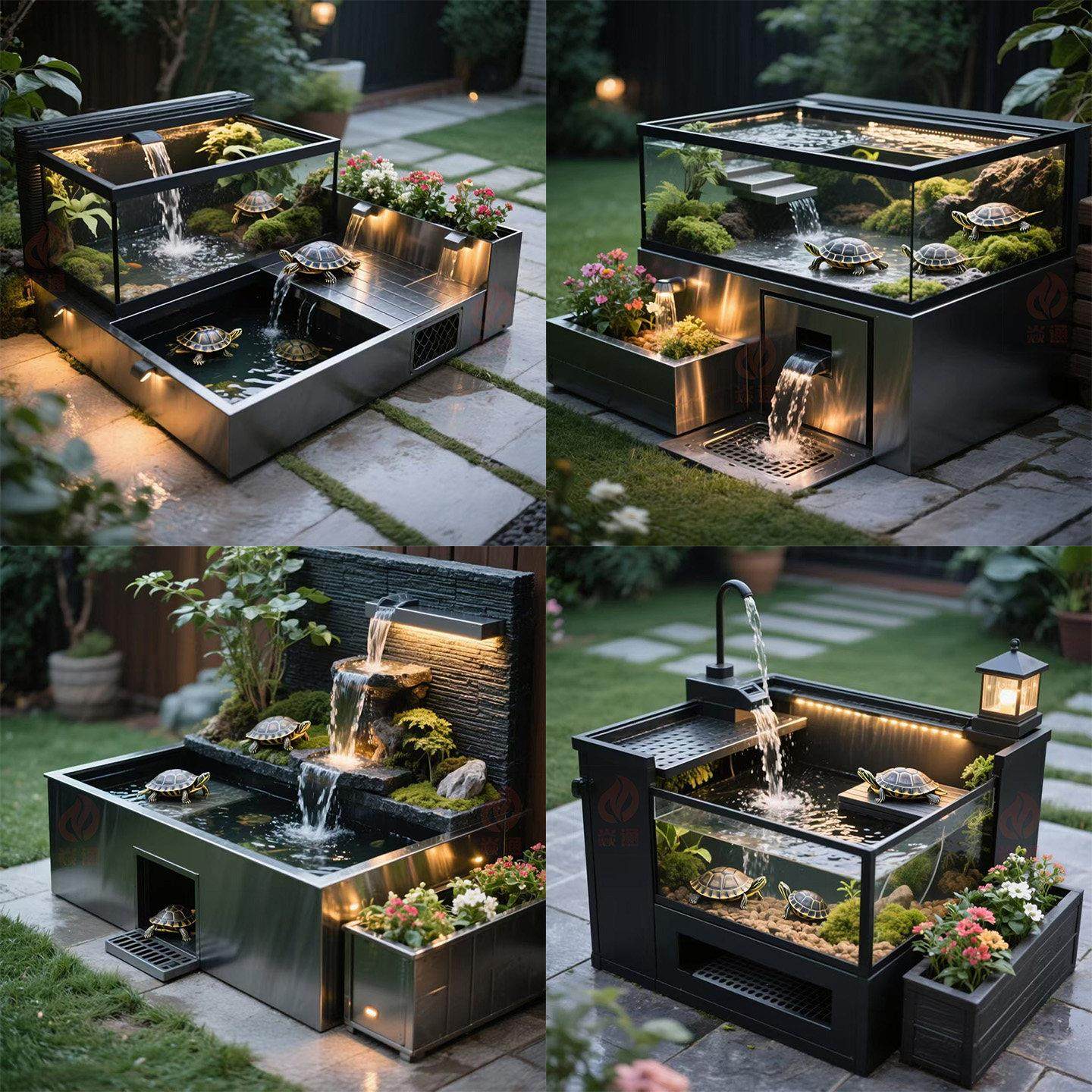 乌龟饲养缸304不锈钢鱼池成品庭院阳台循环水瀑布流水摆件喷泉,家居饰品,流水摆件,淘宝优惠券,粉丝福利购,淘宝优惠卷