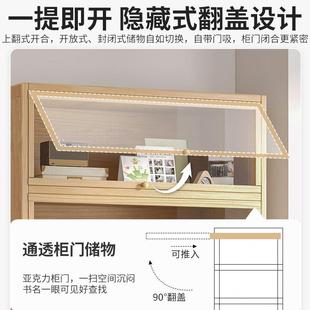 玻璃柜子书架落地全实木 儿童防尘收带家用门储物柜置物架书柜新款
