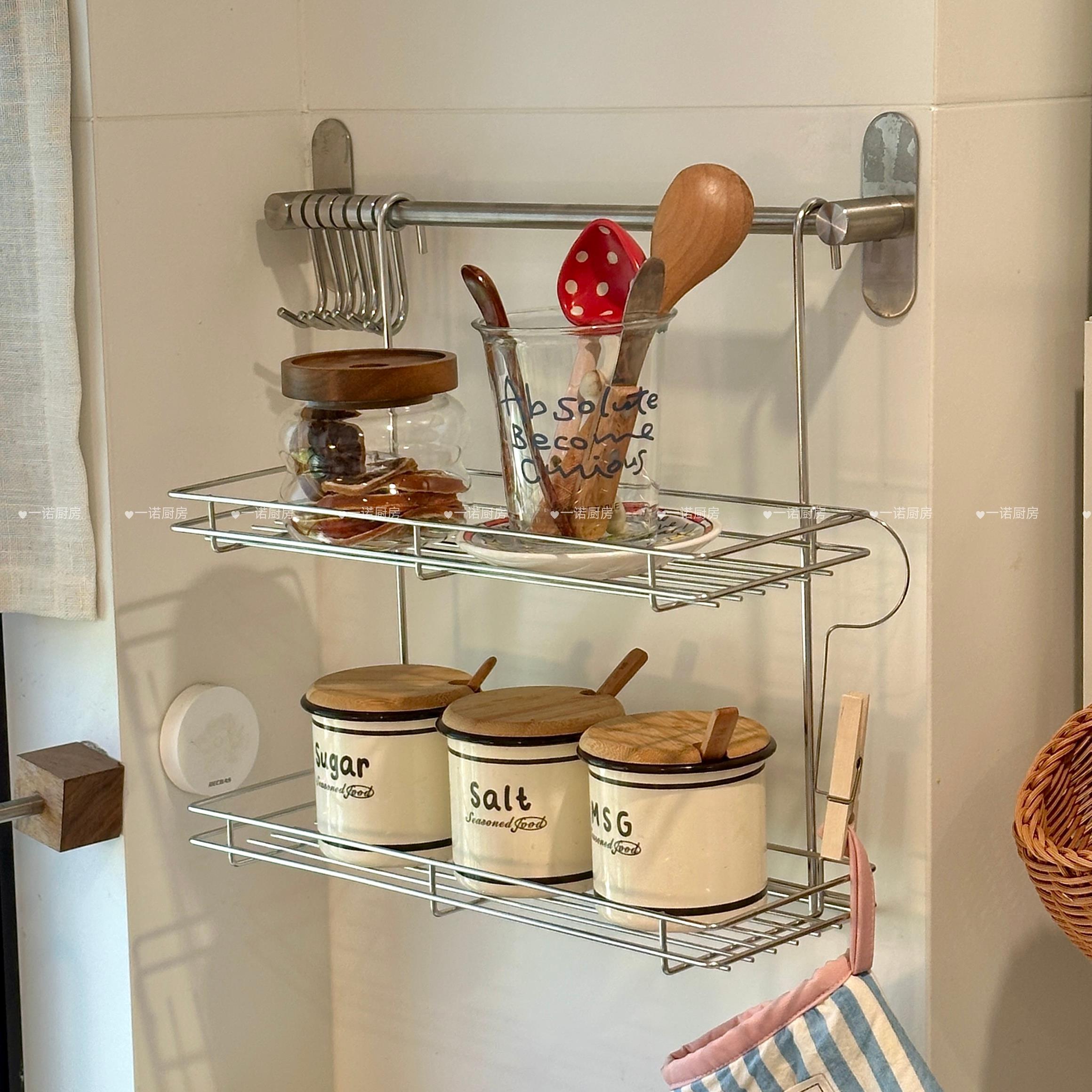 一诺厨房置物沥水架壁挂调料品挂架墙上收纳层架筷子桶抹布架厨具