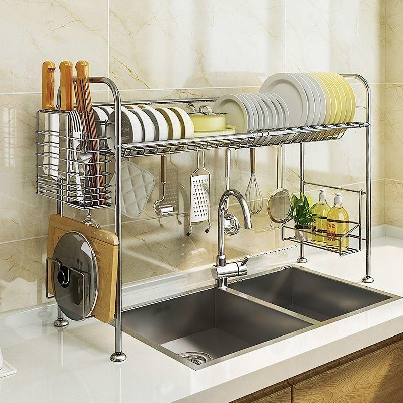 304不锈钢厨房置物架水槽碗碟沥水架水池多功能收纳架碗筷滤水架