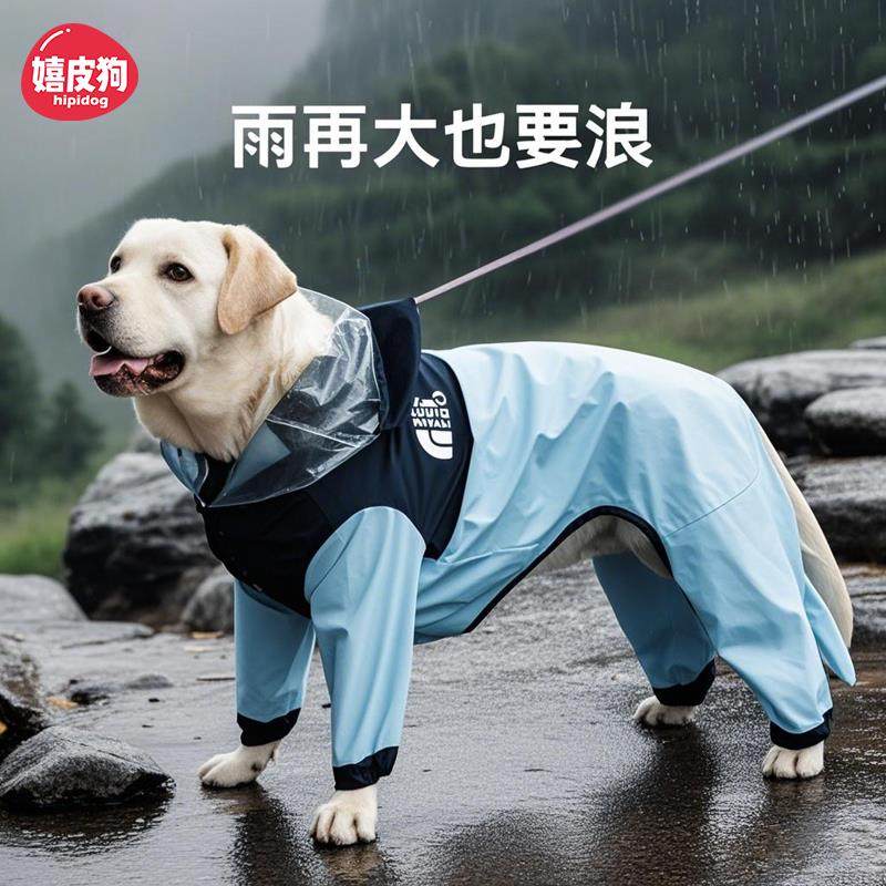 宠物全包大狗狗专用雨衣金毛边牧柴犬中型大型犬四脚防水雨天衣服