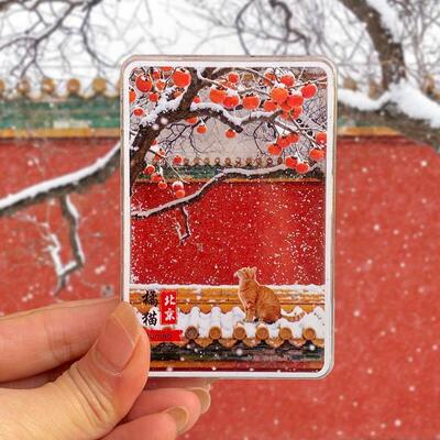 北京文创冰箱贴故宫天坛颐和园橘猫高颜值流沙收藏飘雪景礼物旅游