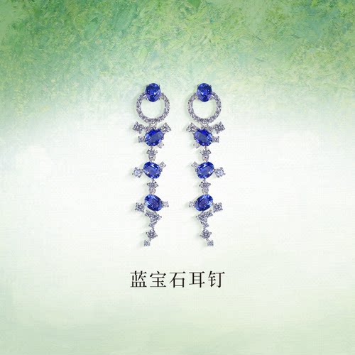 QUEENA.Z 2026新品设计师系列女士s925银蓝宝石耳钉HH561126001