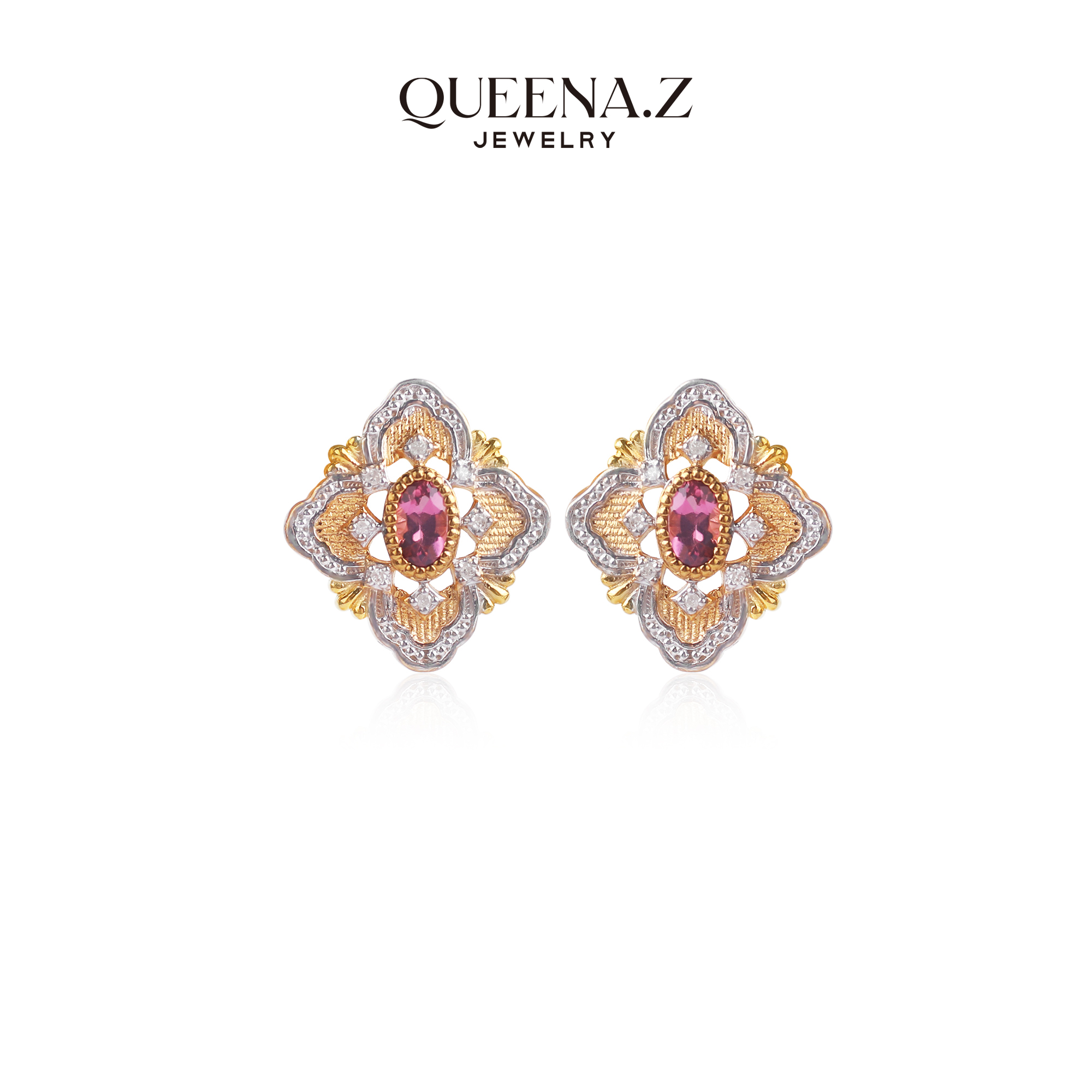 QUEENA.Z 新品设计师女士碧玺耳饰HH720222024