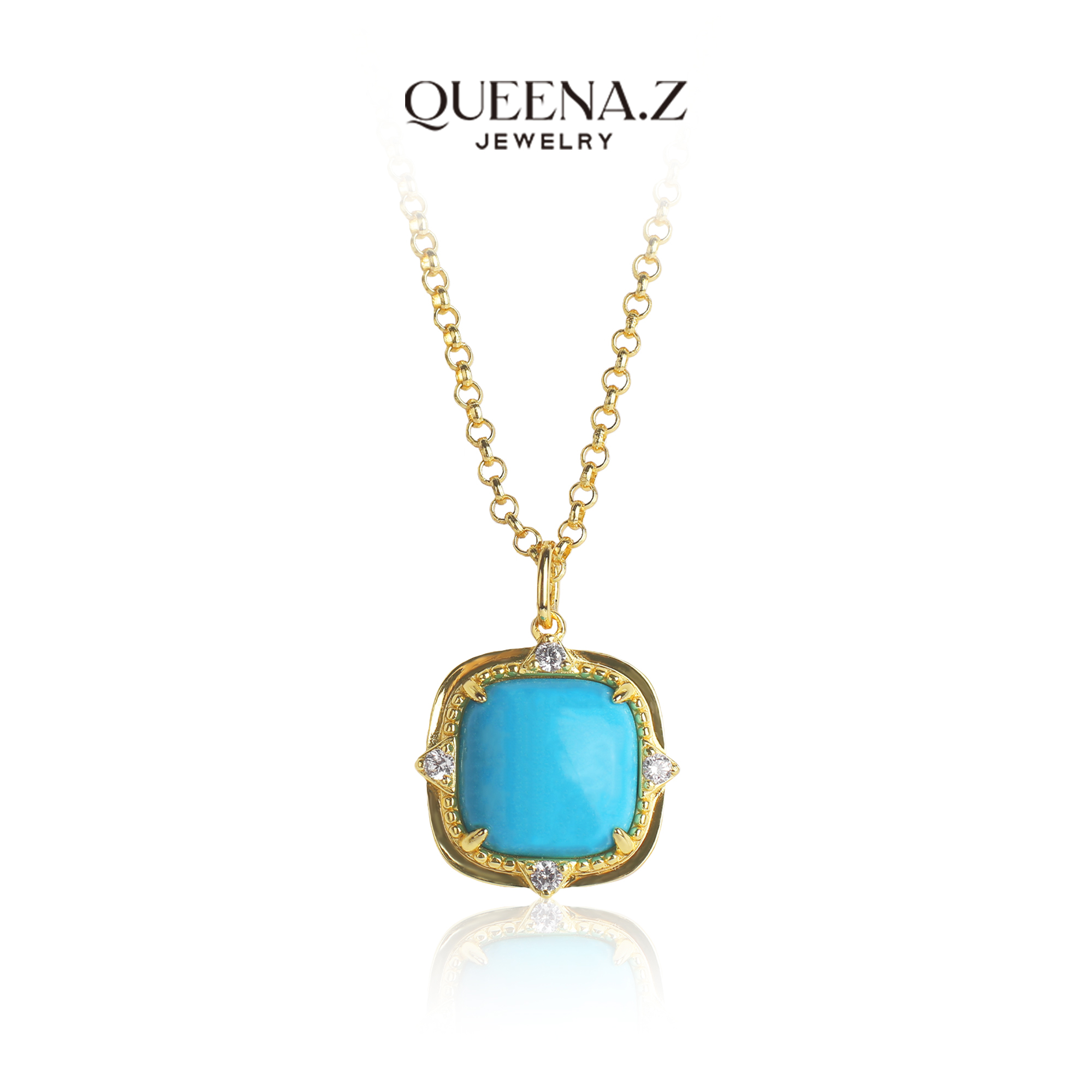 QUEENA.Z 新品设计师女士绿松石项链HE970307016