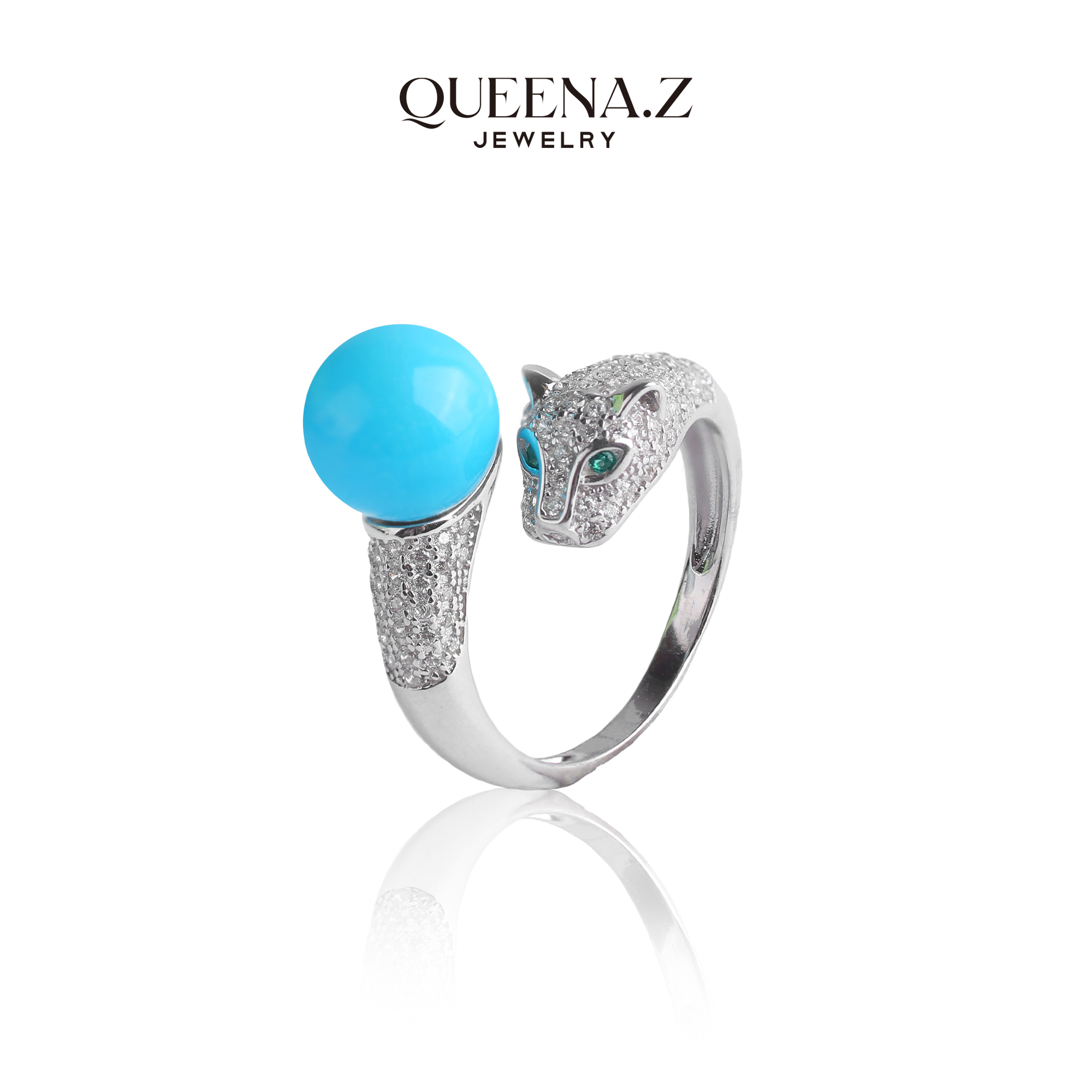 QUEENA.Z 新品设计师系列女士绿松石戒指QZ990116001