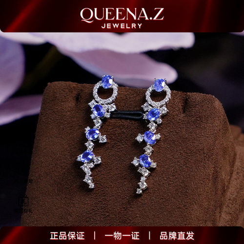 QUEENA.Z 2026新品设计师系列女士s925银蓝宝石耳钉HH561126001