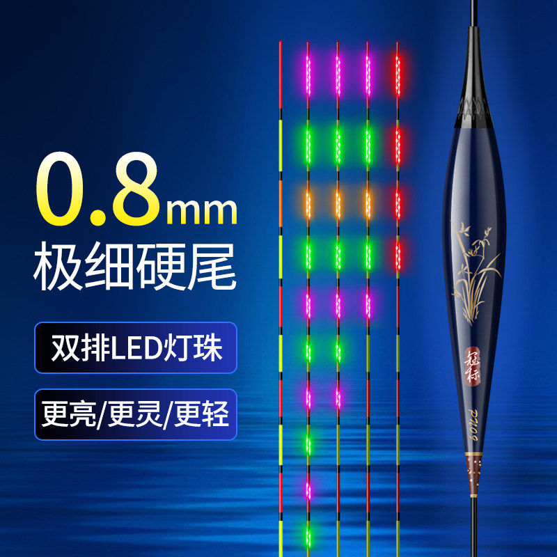 黄金眼PN新款夜光漂细尾日夜两用鲫鱼鲤鱼漂高灵敏双排LED超亮