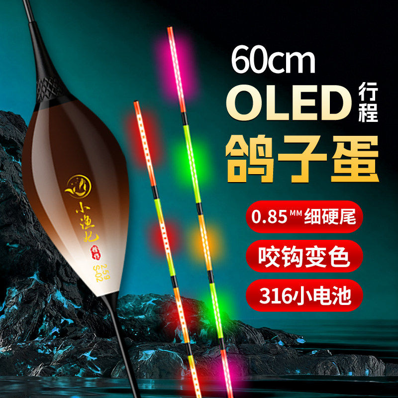黄金眼鸽子蛋硬尾夜光漂316LED咬钩变色日夜两用黑坑抗流水枣核漂