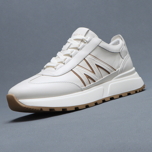 梵狮奴真皮小白鞋男款厚底轻便发泡底运动休闲鞋秋季2025新款男鞋