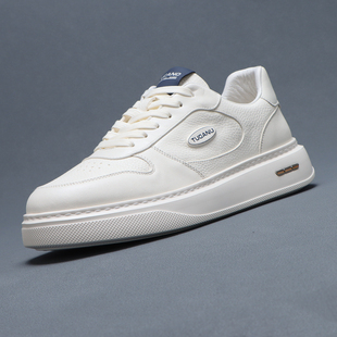 梵狮奴厚底小白鞋男款2025新款高级感轻便百搭休闲鞋男士真皮板鞋