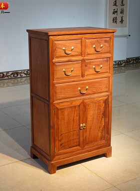 缅甸花梨红木衣帽架餐边柜收纳柜大果紫檀Z原木五斗柜