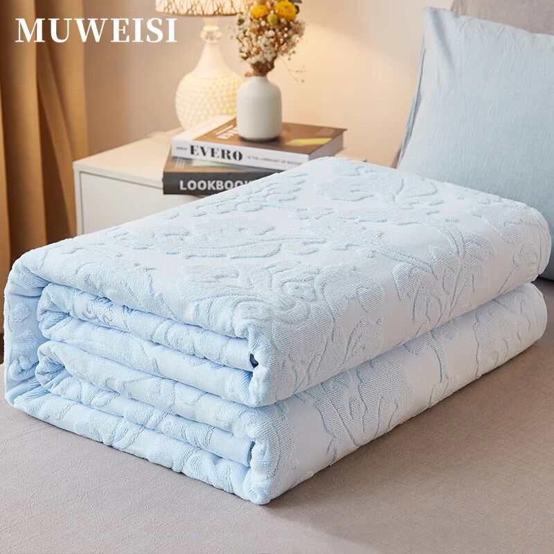 高端全棉老式毛巾被纯棉盖毯夏季薄E款空调被子办公室单人午睡毯