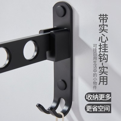 免打孔简易酒店家用阳台折叠伸缩室内外晒衣杆小型壁挂晾衣架不可