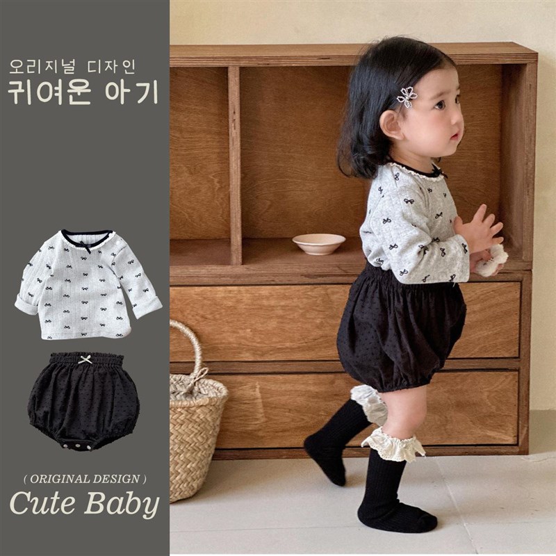 2025春季新款韩版婴幼童洋气韩版女宝宝长袖打底衫可爱三角裤套装