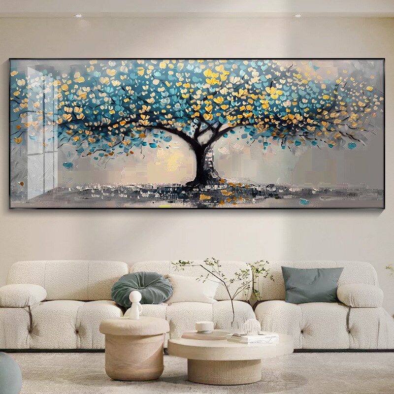 客厅装饰画发财树大气2025新款晶瓷画简约现代壁画沙发背景墙挂画