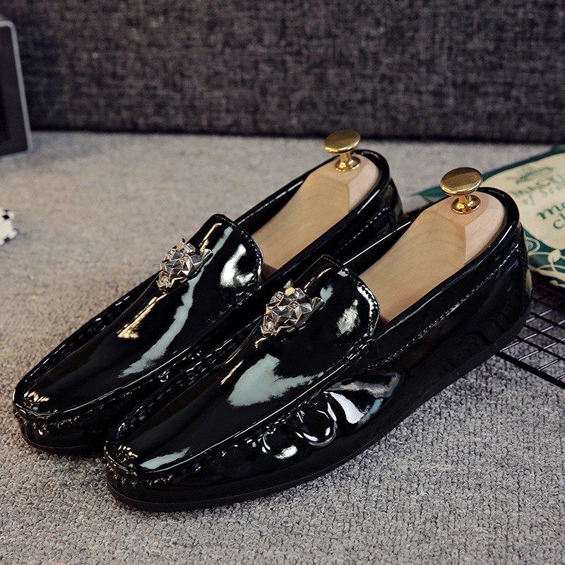 2025套脚漆皮豆豆鞋男新款懒人鞋韩版潮流英伦百搭个性亮面小皮鞋,流行男鞋,单鞋,淘宝优惠券,粉丝福利购,淘宝优惠卷