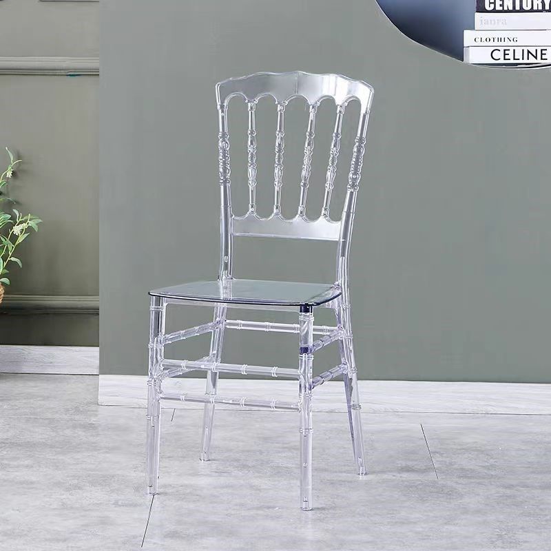 亚克力透明水晶椅子酒店宴会礼堂塑料H拿破仑竹节椅婚庆礼堂塑料