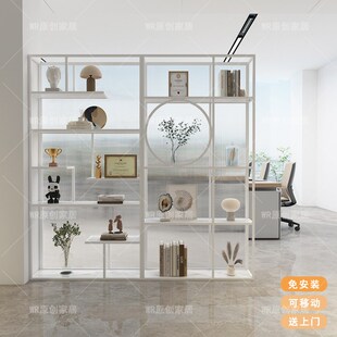 简约现代办公室玻璃隔断墙酒店大厅餐厅屏风柜遮挡板置物架展示架