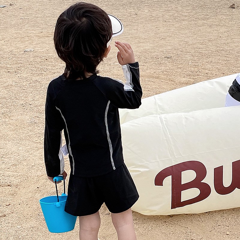 儿童泳衣男孩夏季新款套装分体式中小童宝宝长袖度假泡温泉泳装潮