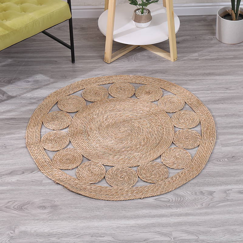 水芦苇手工草编织地毯垫圆形客厅茶几地垫卧室地毯服装店摄影装饰