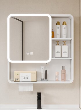 圆弧智能浴室镜柜单独卫生间挂z墙式收纳镜箱灯光除雾置物架镜子