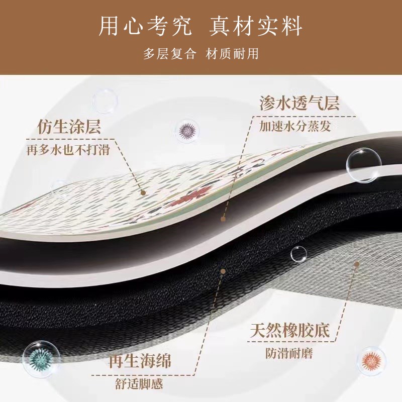 高级感厨房地垫吸水吸油可擦免洗家用防滑垫L形整块黑色地毯