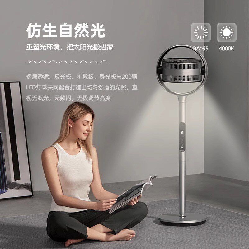 带灯立式空气循环扇家用轻音大风力变频电风扇落地台灯扇摇头风扇