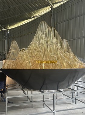 大型不锈钢假山雕塑定制金属切片钢管镂空山型广场酒店楼盘装饰品