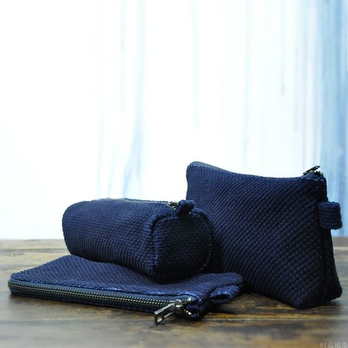 植物蓝染大容量多用途笔袋拼布怀旧收纳包做旧钱包剑道服文具袋