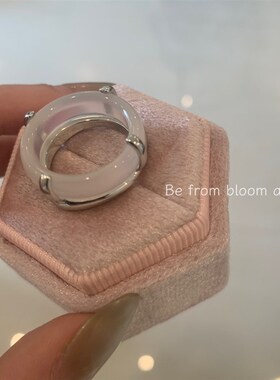 简约天然透白玛瑙玉n髓戒指独特设计双层高级感食指戒气质百搭手