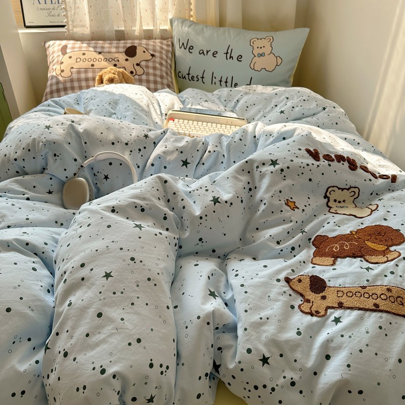 ins纯棉四件套床上2025新款全棉被套床单被罩学生单人宿舍三件套4