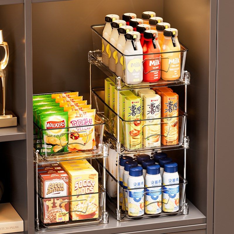 零食收纳盒透明抽屉式桌面杂物面膜化妆品长方形多层收纳层架置物,收纳整理,桌面收纳盒,淘宝优惠券,粉丝福利购,淘宝优惠卷