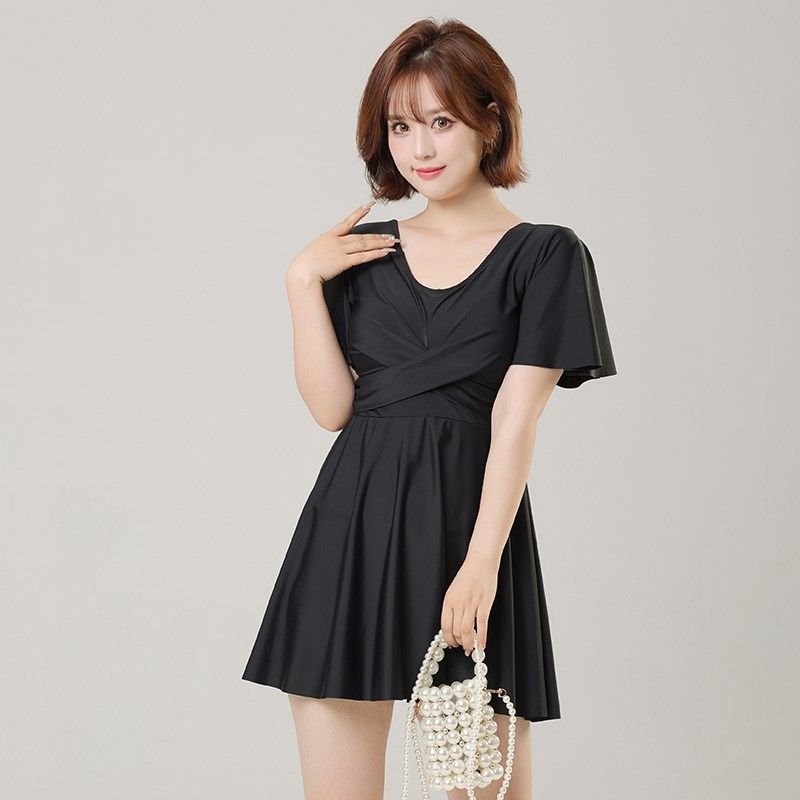 大码泳衣胖mm遮肉300斤女士连体遮肚子200斤黑色显瘦保守泡温泉女