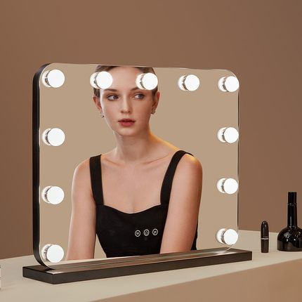 化妆镜台式led灯镜子充电灯泡大号家用带灯智能梳妆镜补光镜桌面