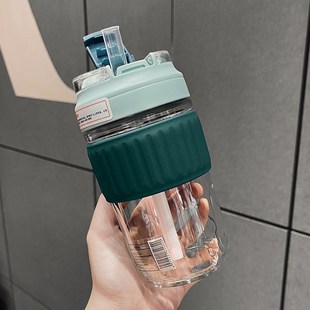 咖啡杯随行玻璃水杯女夏季便携吸管杯夏天网红高颜值ins杯子女生