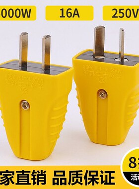 【4000W】1i0/16A二脚插头电源接线插头摔不烂阻燃防摔纯铜三插头